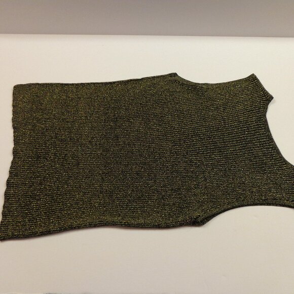 Valerie Stevens Women's Gold Black Sleeveless Silk Crew Neck Stretch Top Size S - Picture 2 of 6